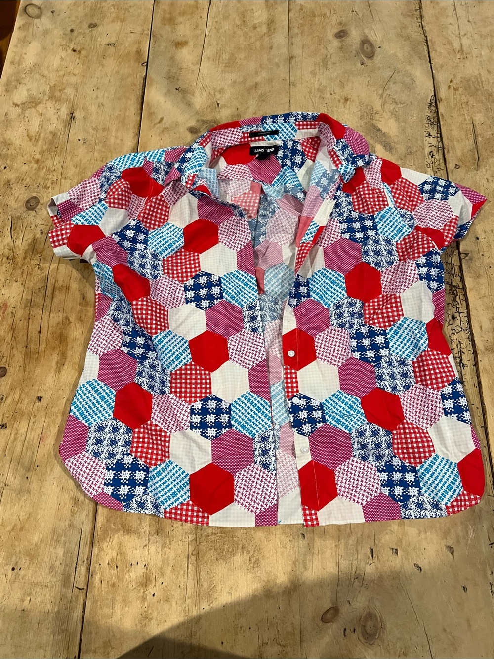 Land’s End print camp shirt, women’s 16P - Picture 1 of 4
